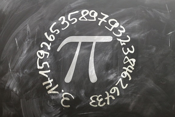 Symbol of pi surrounded by 25 of its digits